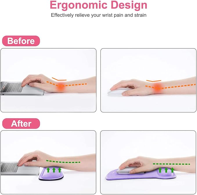MOSISO Wrist Rest Support for Mouse Pad & Keyboard Set, Ergonomic Mousepad