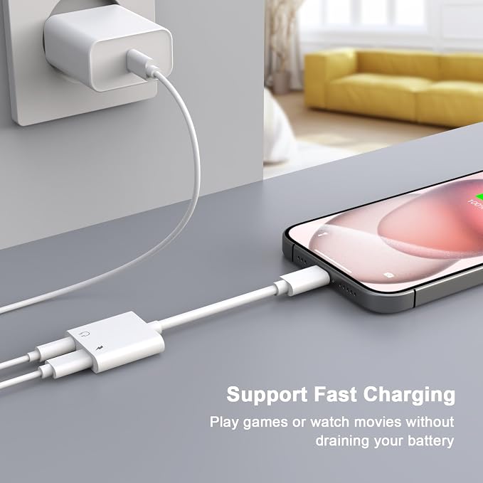 2Pack iPhone 16 15 Headphone Adapter, 2 in 1 USB C to 3.5mm Aux Audio Dongle