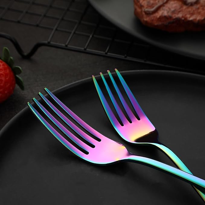VANDBAO Rainbow Flatware Cutlery Silverware Set 20 Pieces, Stainless Steel