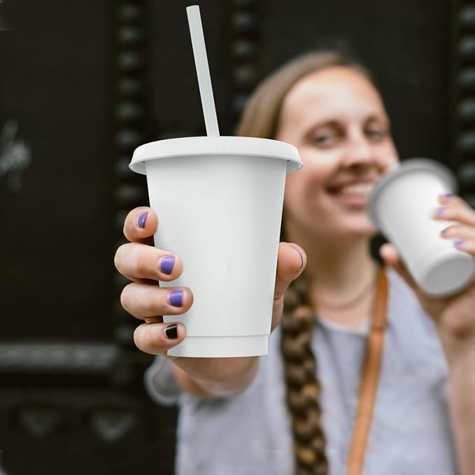 16 oz Reusable White Plastic Cups