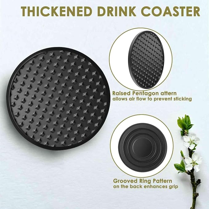 Silicone Coasters 6 Pack with Holder, Drink Coasters Set