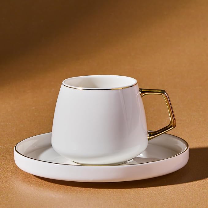 KARACA Saturn Gold Turkish Coffee Cup Set of 6, Espresso Cups