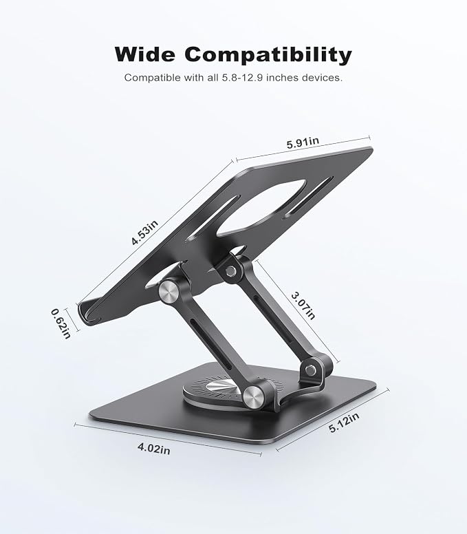 Swivel Tablet Stand with 360 Rotating Base, Adjustable Holder