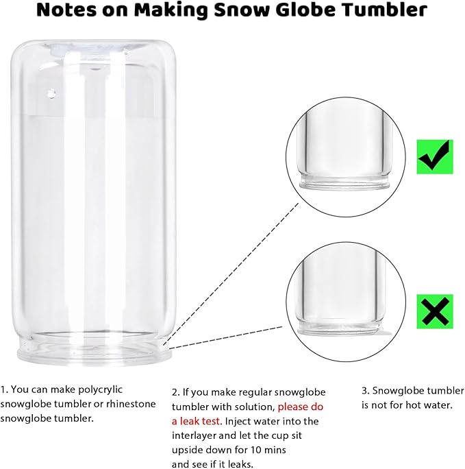 8 Pack Plastic Snow Globe Tumbler, 16 Oz Double Wall Plastic Can