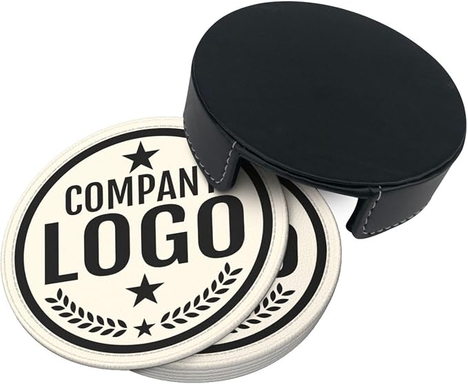 Custom Leather Coasters with Logo