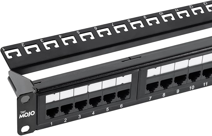 Tecmojo 24 Port Patch Panel, Cat6 Patch Panel, 1U Patch Panel, Network Patch