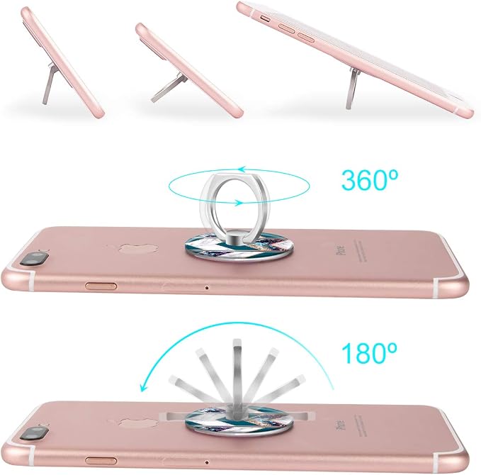 Bonoma Phone Ring Grip, 3 Pack Wave Geometric Marble 360 Degree Rotation 180