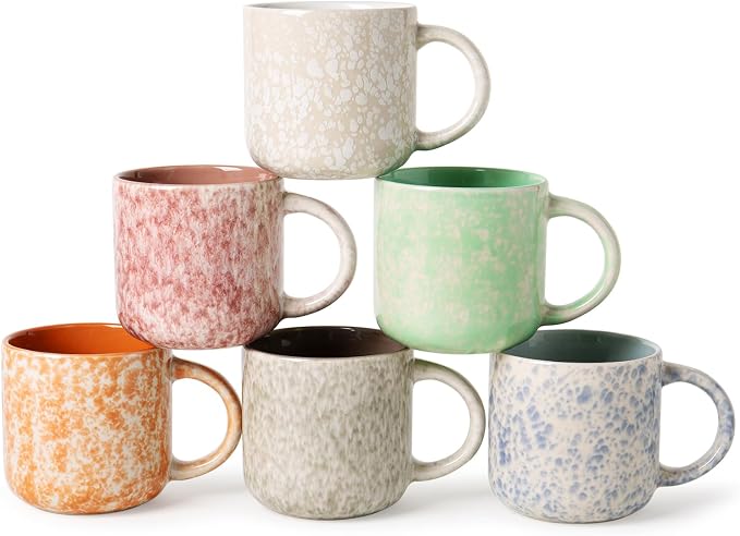 MONITO 12oz Coffee Mugs Set of 6, Modern Ceramic Mugs