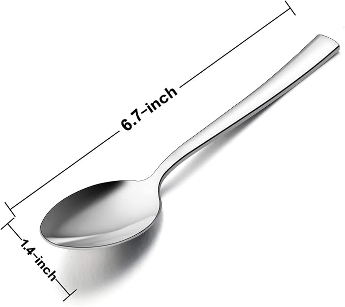 E-far Teaspoon Set of 12, 6.7 Inch Stainless Steel Spoons