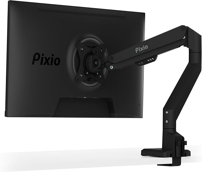 Pixio PS1S Wave Black Single Monitor Arm Stand Desk Mount