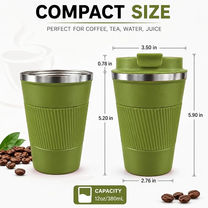 Coffee Mug with Leak Proof Lid, Travel Mug Stainless Steel Tumbler, Double Wall