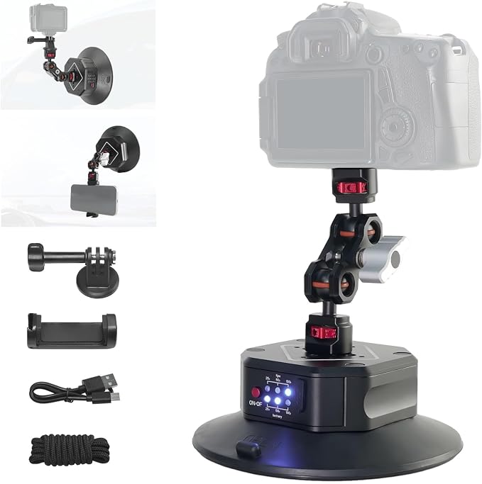FIFIELD 6in Electric Auto Pump Suction Cup Camera Mount