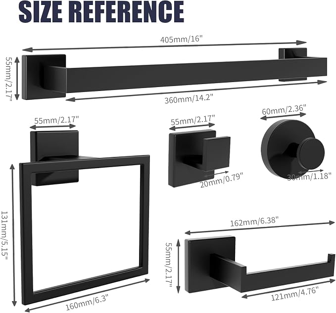 Bathroom Hardware Accessories Set: 12-Pieces Bath Towel Bar Set