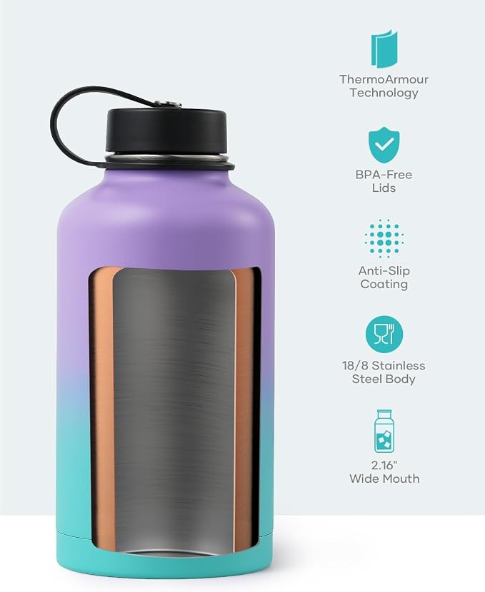 BUZIO 64 oz Insulated Stainless Steel Water Bottle
