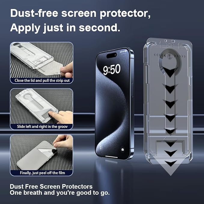 OneFish Screen Protector for Iphone 16 Pro Max, HD Clarity Tempered Glass Film