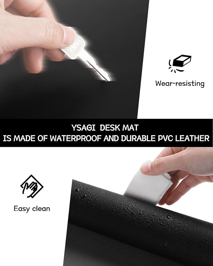 YSAGi Non-Slip Leather Desk Pad L Size, Waterproof Laptop Computer Desk