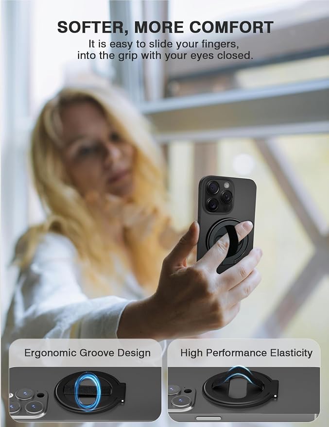 Grat 2 Magnetic Phone Grip Kickstand, Phone Loop Holder, Dual-Sided Magnet Ring