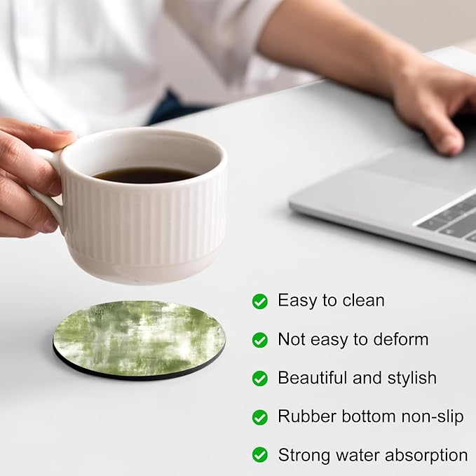 Sage Green Coasters Set of 2, Absorbent Coasters
