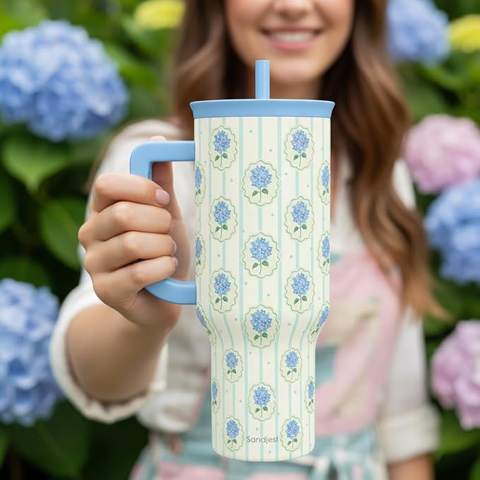 SANDJEST Hydrangea 40oz Tumbler