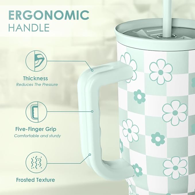 SANDJEST 40oz Daisy Flower Tumbler