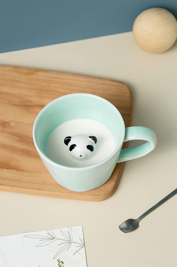DIHOclub Panda Ceramic Cup Hidden 3D Animal Inside Mug, Cute Cartoon Handmade