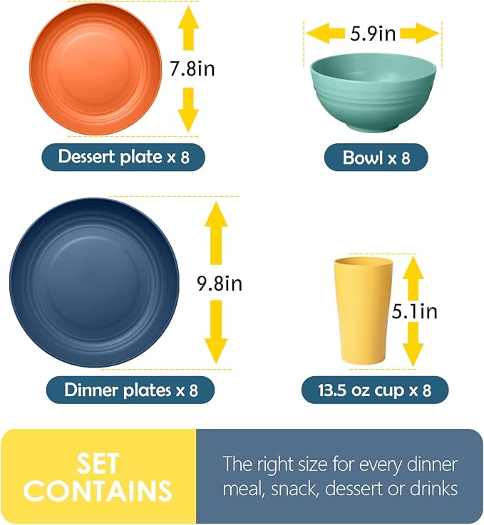 Teivio 32-Piece Plates and Bowls Sets