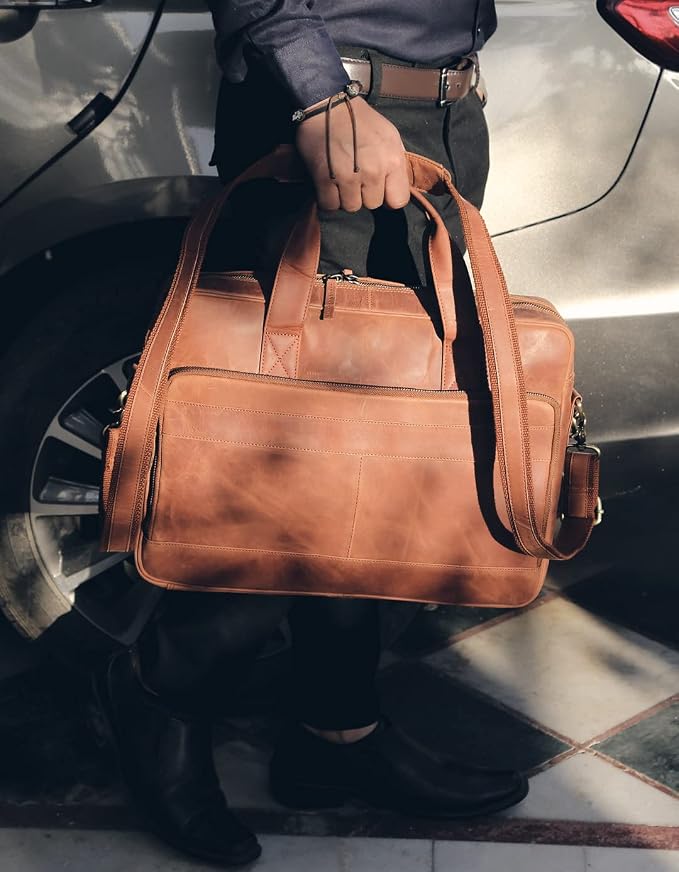 Leather briefcases Laptop Messenger Bags Best Office School College Satchel Bag