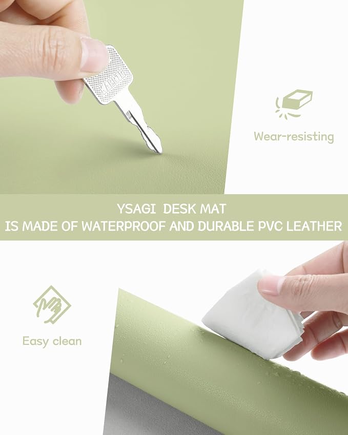YSAGi Non-Slip Leather Desk Pad, Waterproof Laptop Computer Desk Keyboard Mat
