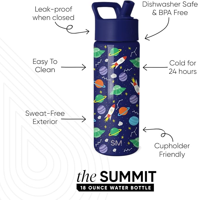 Simple Modern Kids Water Bottle & Toddler Cup | 18oz | Space | Insulated