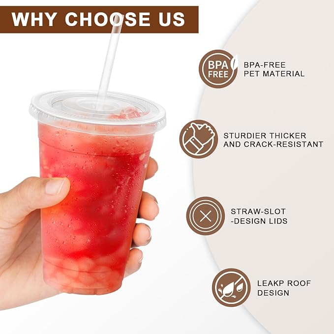 Lamosi 100 Pack 16 oz Plastic Coffee Cups