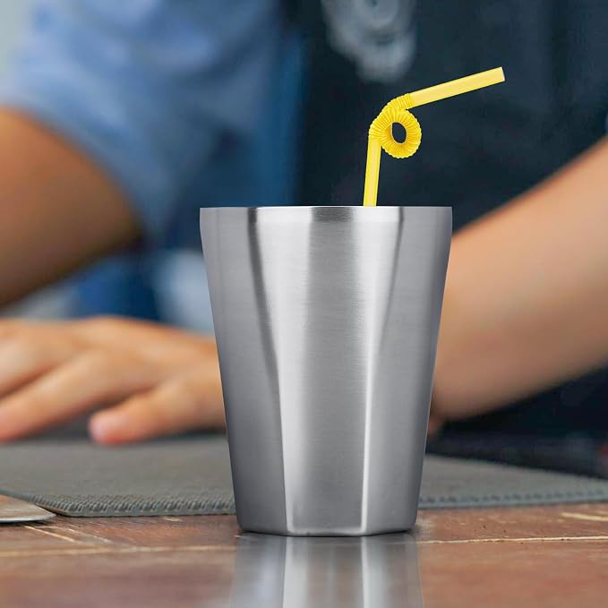 Beasea Stainless Steel Cups 10 oz, 4 Pack Small Bulk Stackable Stainless Steel