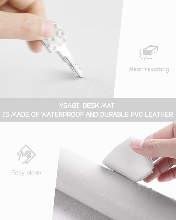 YSAGi Non-Slip Leather Desk Pad L Size, Waterproof Laptop Computer Desk