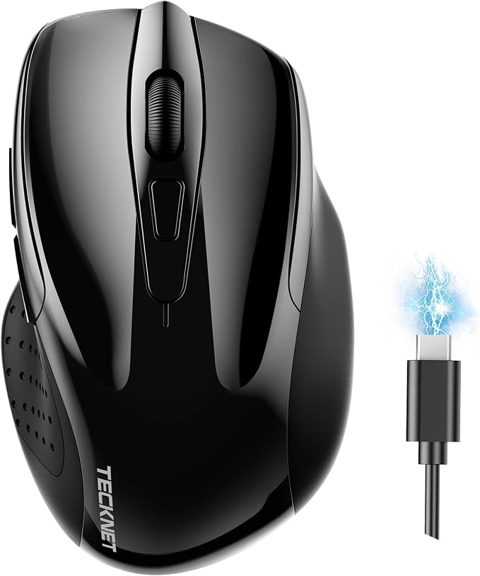 TECKNET Wireless Mouse Rechargeable 4800 DPI Silent USB A & Bluetooth Mouse 6
