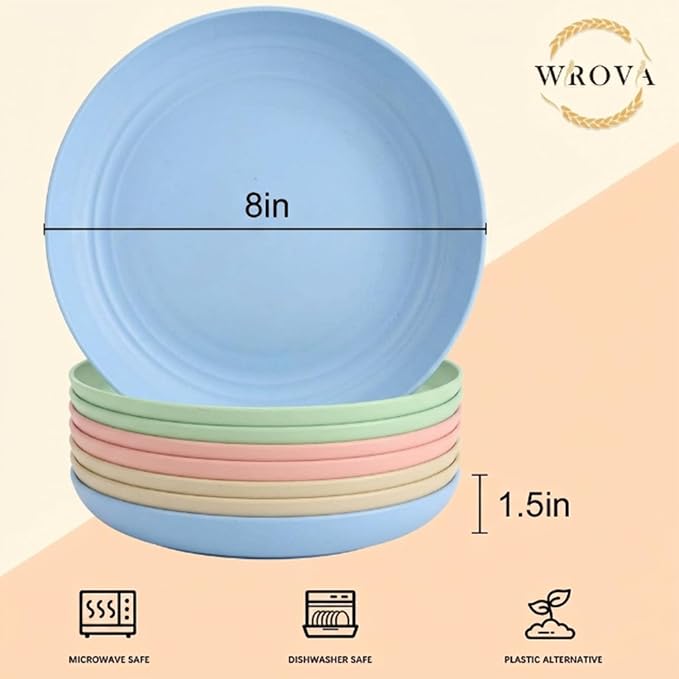 Wheat Straw Plates Sets for 8