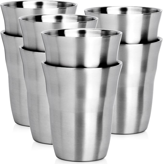 Beasea Stainless Steel Cups 8.8 oz, 8 Pack Small Stainless Steel Tumbler Bulk