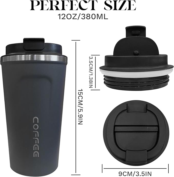 Insulated Travel Coffee Mug, Stainless Steel Coffee Cup