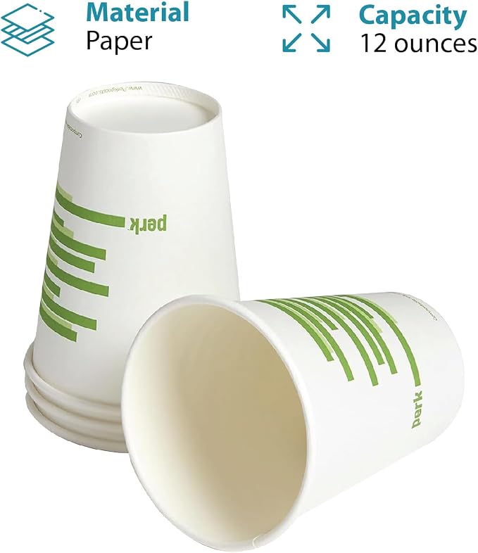 Perk Eco 12 Oz Compostable Paper Hot Cups
