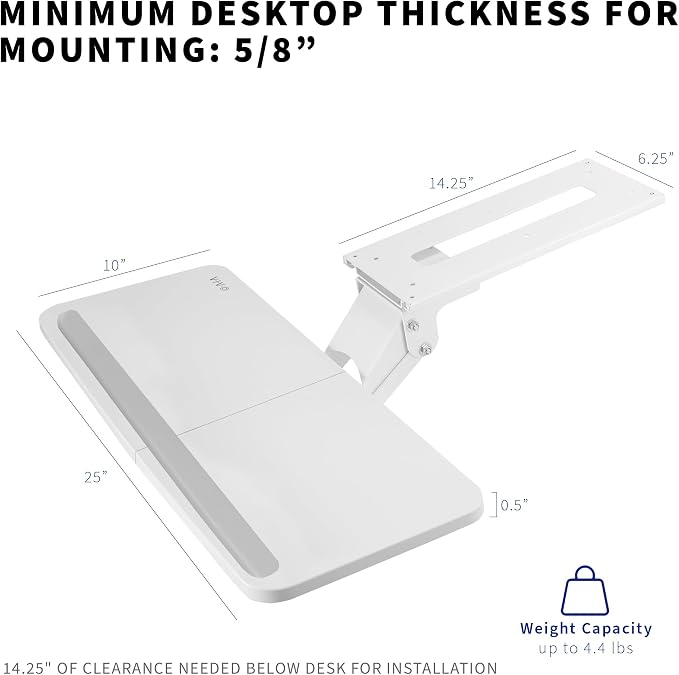 VIVO Adjustable 25 x 10 inch Computer Keyboard and Mouse Platform Tray