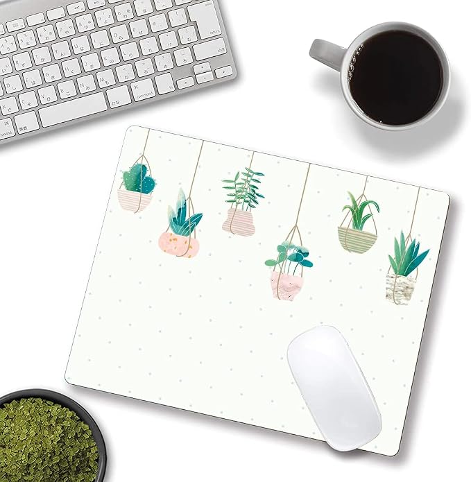 Mouse Pad, Plants Mouse Pad, Square Mouse Mat Waterproof Mousepad Non-Slip