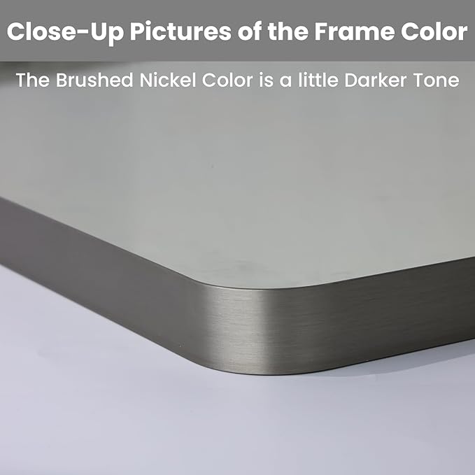 20X30 Inch Brushed Nickel Bathroom Mirror