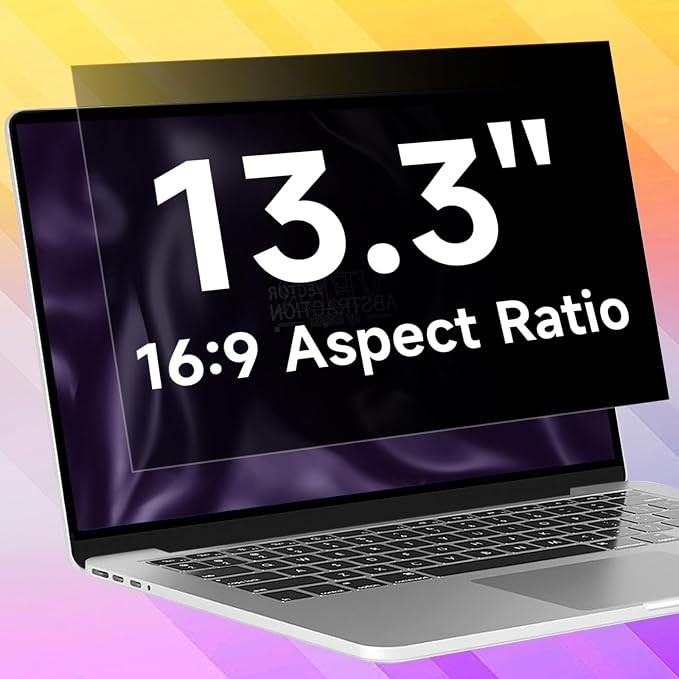 13.3 Inch 1920x1080P Laptop Privacy Screen Filter, Anti Blue Light Glare & Anti