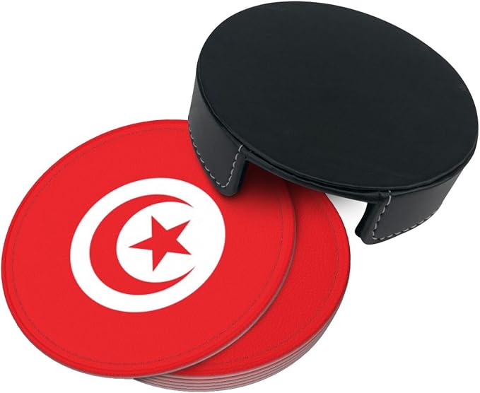 Tunisia Flag Coasters for Drinks