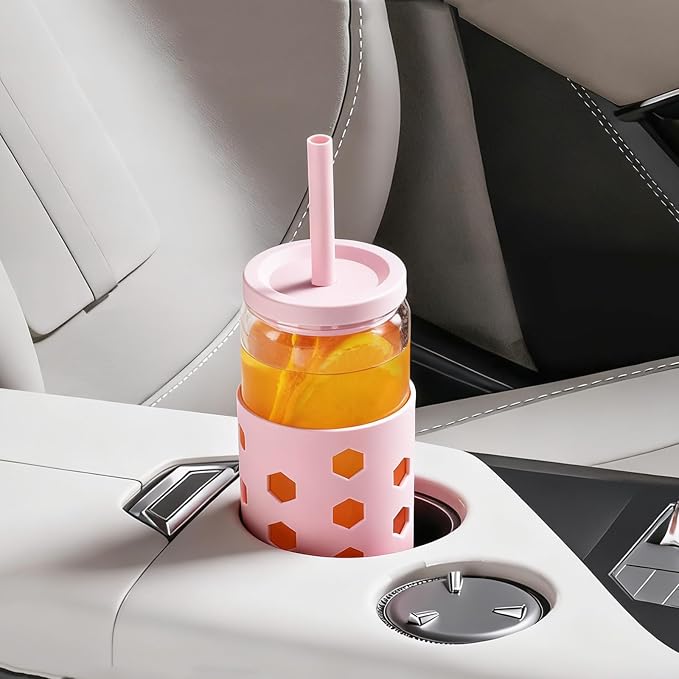 Mrsdry 16 oz Glass Cups with Lids and Straws