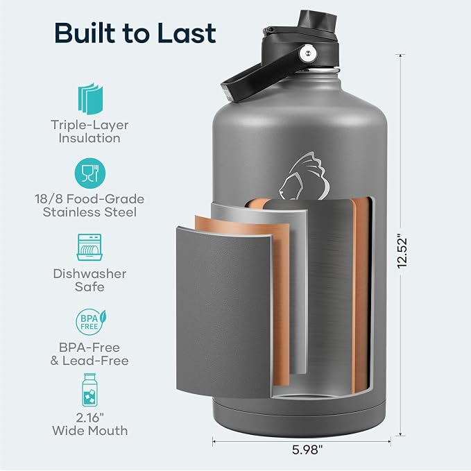 BUZIO 1 Gallon Water Bottle Insulated