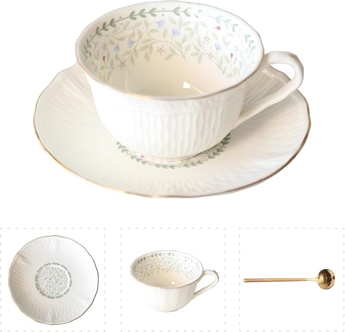 Vintage Floral Porcelain Tea Cup and Saucer Set