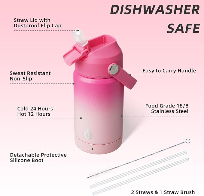 BJPKPK 12oz Insulated Water Bottle, Stainless Steel Bottle
