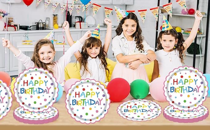50Pcs Birthday Paper Plates 7inch Party Dessert Plates Supplies Colorful