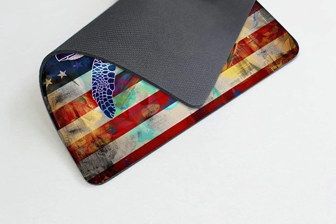 Square Mouse Pad Colorful Sea Turtle and National Flag-1, Gaming Mouse Pads
