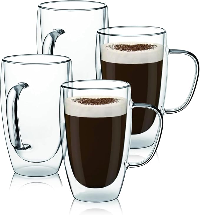 Espresso Cups Set Of 2, Double Walled Glass Coffee Mugs