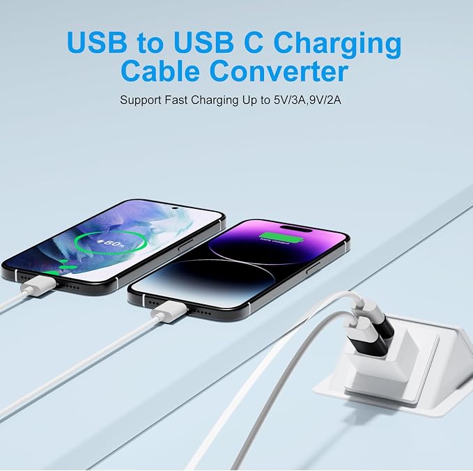 USB to USB C Adapter 8 Pack, USB to Type C Adapter, USBA Charger Type-C Fast